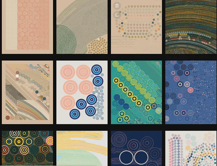 A gallery of QQL.art generative artworks
